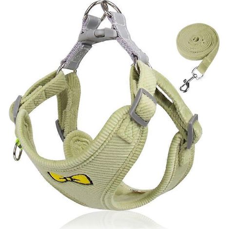 Verstellbares Hundegeschirr, atmungsaktive Leine und Outdoor-Spaziergang-Outfit, Größe S, grün.