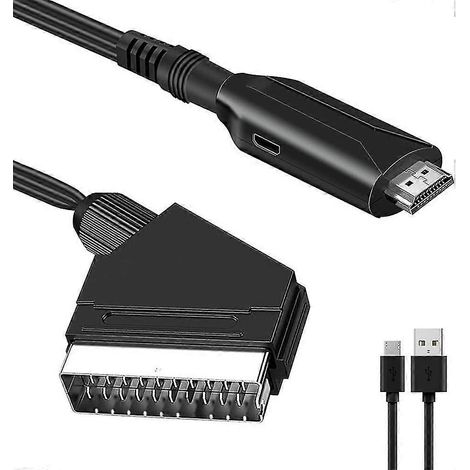 Convertisseur SCART vers HDMI, compatible avec les téléviseurs HD, les décodeurs, les magnétoscopes VHS, les PS3, les lecteurs Sky et Blu-ray (adaptateurs audio/vidéo). (1/5)