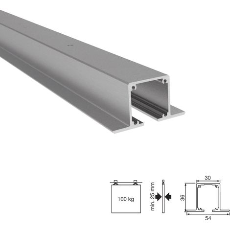 Guia Klein Lite + 100 Top 2Mts (F8) - Guias empotrables para puertas correderas Klein LITE TOP 100 (1/4)