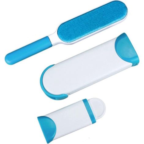 Brosse à peluches, un grand et un petit spécimen,nouveau avec brosse à peluches double face et base autonettoyante, parfait pour les mobels, tapis (bleu) (1/5)