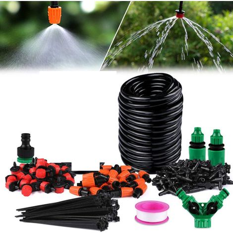 Système d'irrigation goutte à goutte DIY 76 pièces, 20 m, tuyau d'arrosage pour jardin, aménagement paysager, fleurs, terrasse, plantes, noir (1/5)