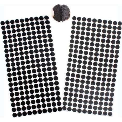 Scratch Autocollant Rond,Scratch Adhésif,Scratch Autocollant,Autocollant Double Face,Pastilles Autocollantes,200 Paires 400 Capsules 10mm Cercles avec Crochets et Boucles Auto-adhésifs (Noir) (1/5)