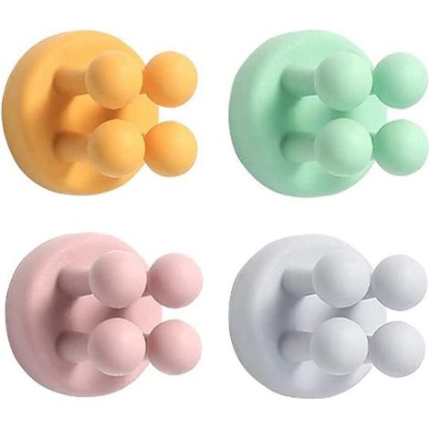 Lot de 4 supports adhésifs pour salle de bain, en silicone, imperméable, multicolore (1/5)
