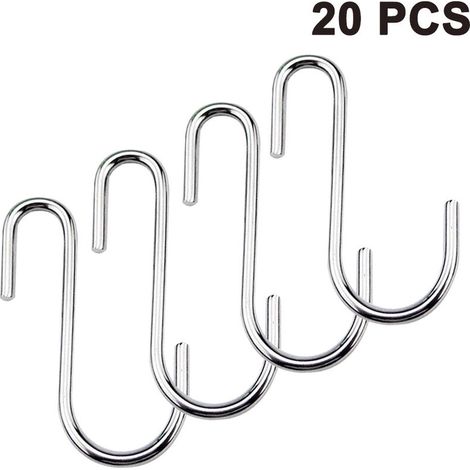 Ahlsen 20 ganchos en forma de S resistentes para ollas, ganchos para estantes, ganchos para colgar, ganchos en forma de S para utensilios de cocina, utensilios, ropa, bolsas, toallas, plantas (1/5)