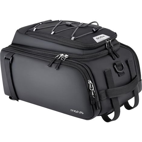 Sac à Dos Vélo Arrière Étanche 15L, Bagage Arrière Vélo Électrique Convertissable, Sac à Main Vélo avec Housse de Pluie, Corde Élastique (1/5)