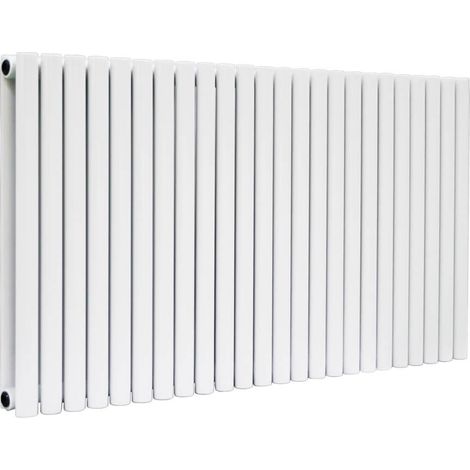 Warmehaus Oval Panel Radiator White Horizontal Double 600x1416mm