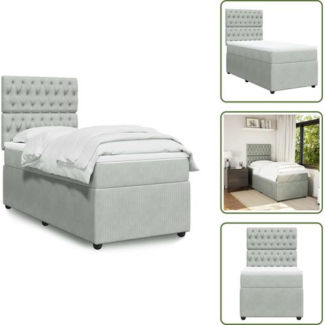 Sommier à lattes de lit et matelas Gris clair 100x200cm Velours - Sommier À Lattes De Lit - Sommiers À Lattes De Lit - Lit - Meuble De Chambre À Coucher (1/5)