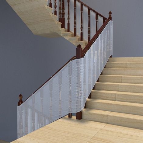 Blanc, 300 x 79 CM, Filet de sécurité pour bébé pour balcons et escaliers, Clôture de sécurité d'escalier réglable et robuste pour chats et jouets (1/2)