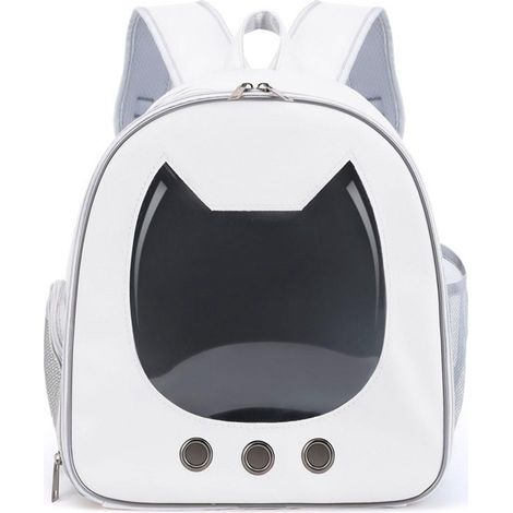 Sac De Transport Pour Animaux - Sac À Dos Portable En Pu - Pour Chats Et Chiens Jusqu'à 4 Kg - 36 X 33 X 21 Cm - Beige Khaki Blanc (1/5)
