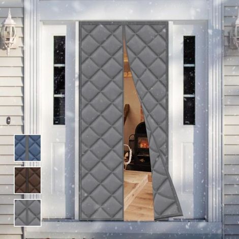 Rideau de protection thermique magnétique pour portes, rideau thermique protection contre le froid porte d\'entrée,80 x 200 cm,gris (1/5)