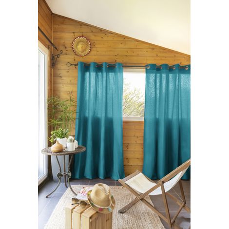 Lot de 2 rideaux d'ameublement "Kala" en Coton 140 x 260 cm l'Effet Papillon - Kala Paon - 2 panneaux 140 x 240 cm