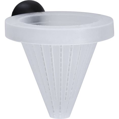 Dispensador de alimento para acuario, embudo cónico rojo, plástico transparente, con ventosa, para larvas de mosquito y alimento congelado. (1/5)
