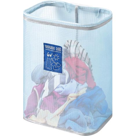Large capacity hanging laundry bag for dirty clothes or soiled laundry (blue) (1/5)
