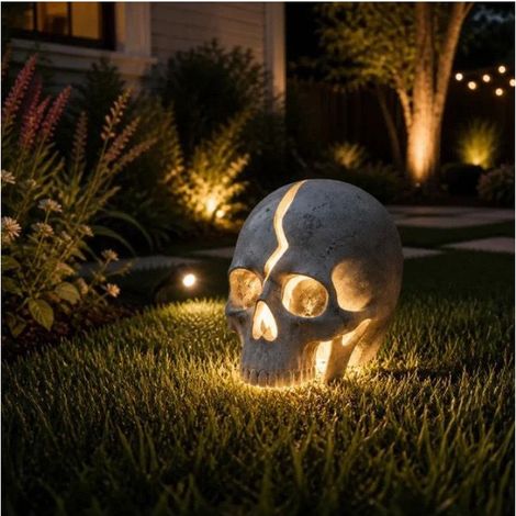 Figurine crâne Halloween en résine blanche - Décor de table - Accessoire de fête - Artisanat créatif (1/4)