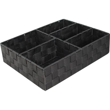 Compactor Cesto, 3 Scomparti, 32 x 25 x 8 cm, Tessuto Intrecciato, Tessuto, Grigio