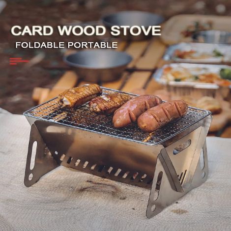 Mini barbecue de camping portable en acier inoxydable et foyer portable avec poêle à bois (1/5)