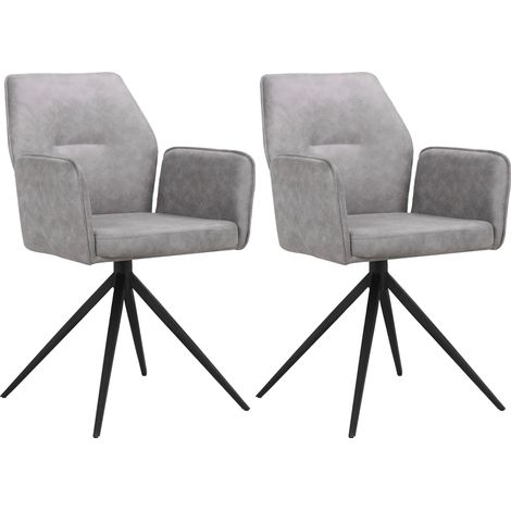 Capo-Lot de 2 chaises de salle à manger gris clair (1/5)