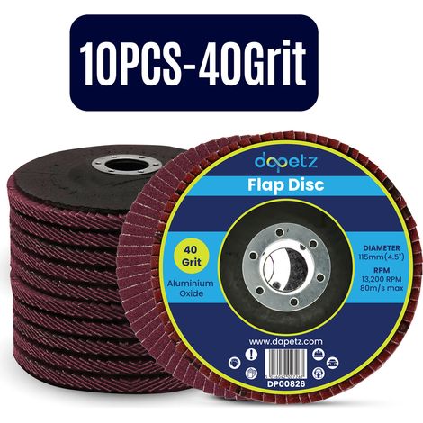 Dapetz ® Professioanl Abrasive Flap Discs 115mm 4.5" 40 Grit Grinding Disc for Angle Grinder Aluminum Oxide Flap Disc for Sanding Metal Stainless Steel Wood 10Pcs (1/5)