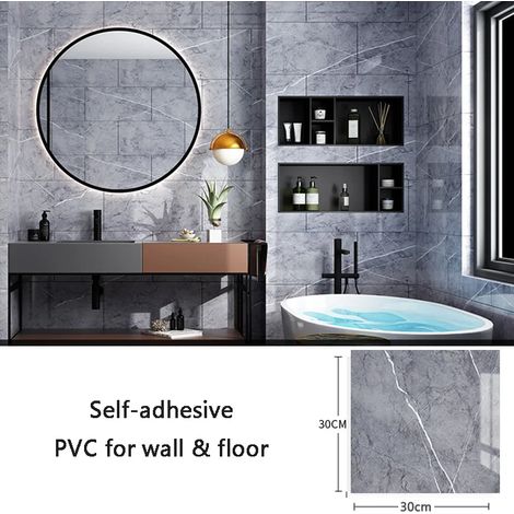 (Style 16, 10 pièces - 30x30cm) Stickers muraux en PVC, papier peint imitation carrelage céramique, imperméable, décoration de fond. (1/3)