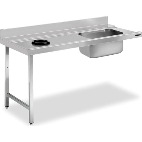 Table de Prélavage Inox avec Trou de Vide-Déchets, Bac à Droite et sans Étagère - Distform