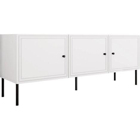 Mueble TV Celra, Blanco, Número de puertas: 3, Número de cajones: 0, 151x60x40cm (1/5)
