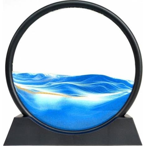 Tableau artistique en sable mouvant, sablier, paysage de sable des profondeurs marines, peinture 3D en verre sur sable mouvant (1/4)