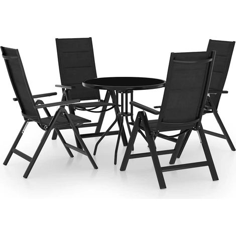 Ensemble bistrot 5 pièces avec table et 4 chaises inclinables en textilène noir anthracite - PANGIVO (1/5)