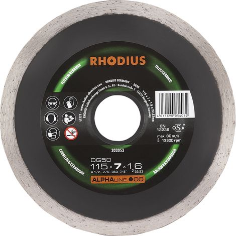Utensile per piastrellista Rhodius dg50 disco diamantato 115 mm taglio a secco bagnato