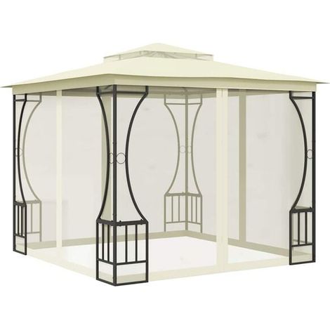 Pavillon d'observation avec moustiquaire, 300x300x265 cm, beige. (1/5)