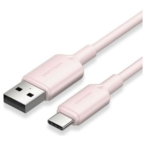 Cable USB 2.0 Tipo-C Vention CTQPH/ USB Tipo-C Macho - USB Macho/ Hasta 60W/ 480Mbps/ 2m/ Rosa
