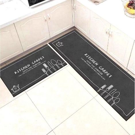Lot de 2 tapis de cuisine rembourrés anti-fatigue (Style 1)