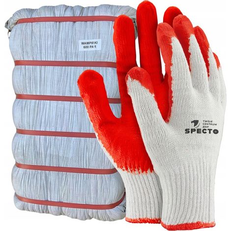 VAMPIRKI Arbeitshandschuhe Gartenhandschuhe Latexbeschichtet 600 Paar