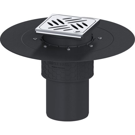 Siphon de sol Ecoguss avec bride adhésive DN 100, vertical, grille design