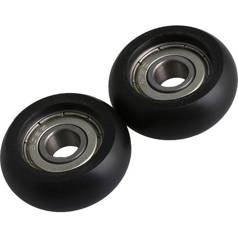 CCYKXA Set of 2, 8 x 32 x 12 mm Black Plastic Steel Ball Bearing Guide Pulley Round Roller Wheel for Door Window (1/4)