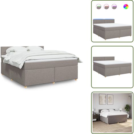 Letto con testiera - vidaXL Giroletto a Molle con Materasso Tortora 180x200 cm in Tessuto - Materasso con molle insacchettate