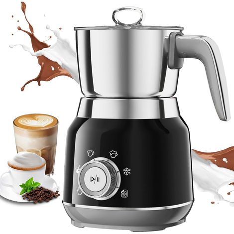 6-in-1 Electric Milk Frother, 1L 560W Automatic Milk Frother, Hot and Cold Frother and Milk Warmer for Lattes, Cappuccinos, Macchiatos, Stainless Steel, Dishwasher Safe (1/5)