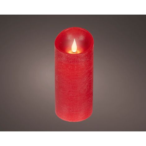 Candela LED in cera effetto fiamma D 7,5 cm altezza 17 cm rosso Peraga Christmas