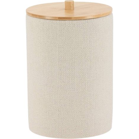 Cubos de basura redondos de polirresina con efecto de malla y tapa de bambú, 4 l - natural - Tendance (1/2)