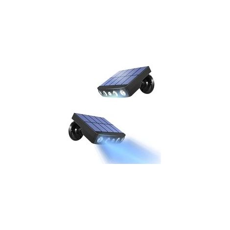 Set of 2 Outdoor Solar LED Lights 1200mAh PIR Motion Sensor IP65 Waterproof Industrial Panel Black (1/5)