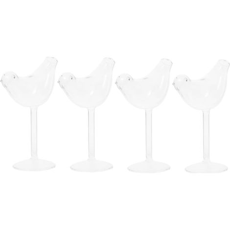 4 Verre à vin,Oiseau,Design unique,Verre transparent,Bar,Mariage (1/5)