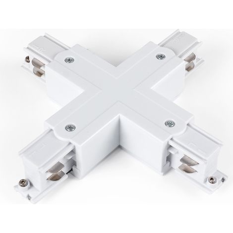 Articulation rigide en X pour rail triphasé monté en surface - - Blanc
