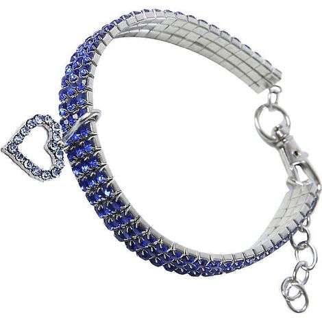 Collar de tela para mascotas con diseño de corazón y dije, 1 unidad, color azul. (1/5)