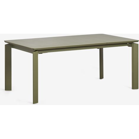 SKLUM Rechteckiger Gartentisch 180-240-300x100 cm ausziehbar aus Aluminium Milenca Tiefes Grün Olive                                  