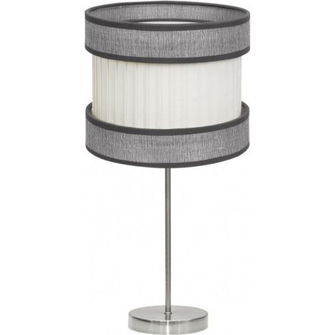 Tischleuchte Modell Home Nickel mit zweifarbigem Lampenschirm FABRILAMP