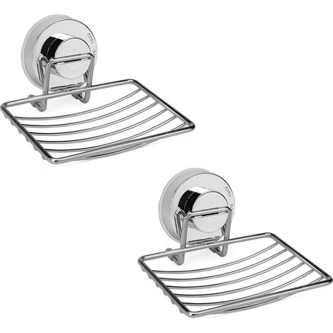 Porte-savon à ventouses en deux parties, en acier inoxydable, sans perçage, pour salle de bain, cuisine, lavabo (1/5)