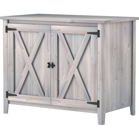 Armario de jardín de madera, cobertizo para herramientas resistente a la intemperie 110x60x88,5 cm, cobertizo para herramientas con puerta, techo plegable, estantes, armario para herramientas, coberti (1/5)