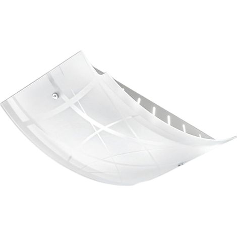 Plafoniera Nereide media 45x31cm in vetro satinato serigrafato bianco 2XE27, base cromata, design moderno, IP20, max 2x52W (1/3)