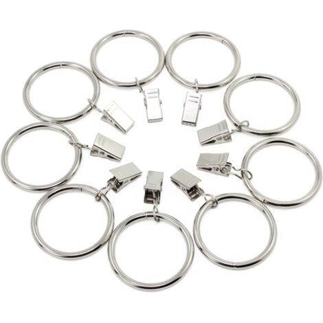 20 Pièces Anneaux de Rideau avec Pince, 38mm Diamètre Intérieur (Argent) Anneaux de Suspension de Rideaux en Acier Inoxydable avec des Clips pour Rideau Photos Décoration (1/5)