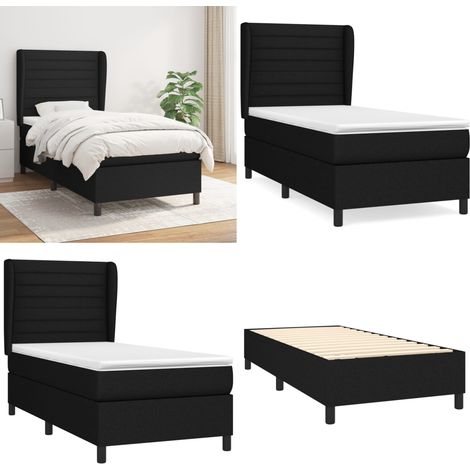 Boxspringbett mit Matratze Schwarz 90x190 cm Stoff - Boxspringbett - Doppelbett - Schlafraum - Bettenausstattung - Lattenrost - Home & Living (1/5)