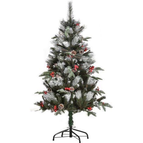 Sapin de Noël artificiel 120 cm 266 branches 27 pommes de pin 27 baies